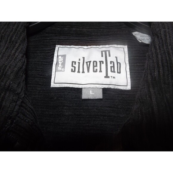 Vintage Levis Silver Tab Corduroy Jacket L Zip Up Short Black - Picture 3 of 4